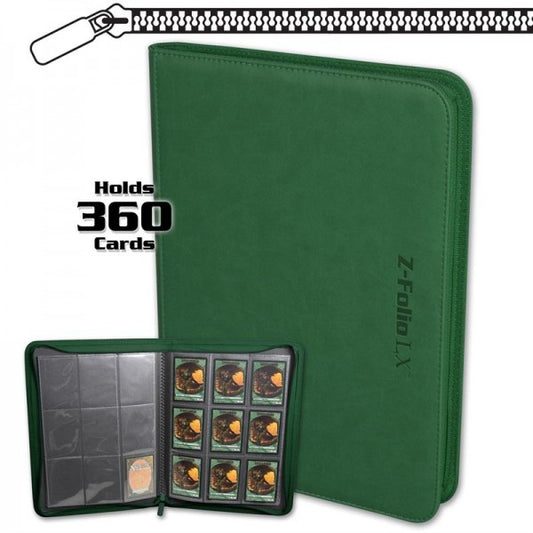 BCW Zipper-Z-Folio 9-Pocket LX Portfolio Binder (360 Karten) - grün
